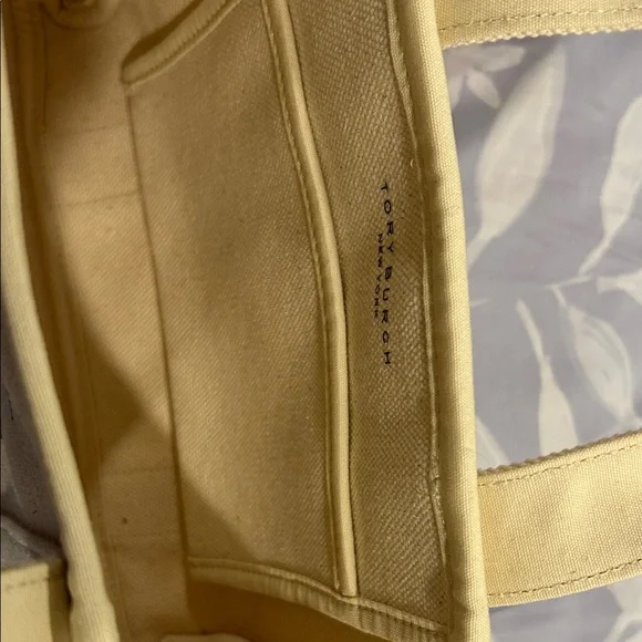 Tory Burch Beige Canvas Tote with Black Logo - Picture 3 of 3